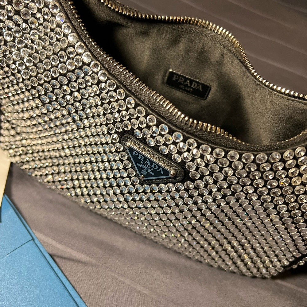 Prada Silver Rhinestone Shoulder Bag and Pouch - Picture 6 of 9